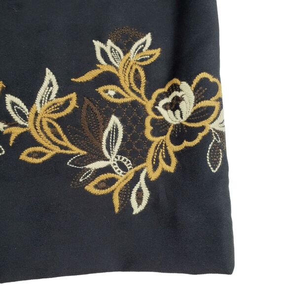 Alfani Velour Pencil Skirt 4P Black Floral Embroidered Gold & Ivory‎ Flowers - Picture 11 of 11